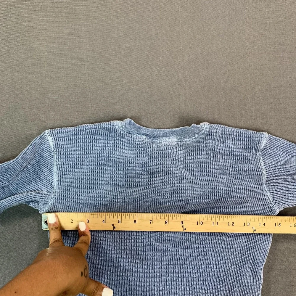 Gap Shirt Kids XS Blue Thermal Henley Long Sleeve Waffle‎ Knit Cotton Casual Top